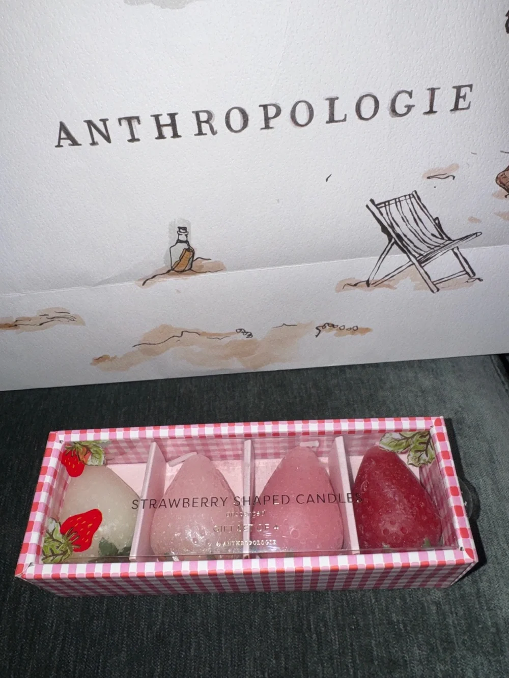 NEW Anthropologie Strawberry Shaped Wax Candles - Set of 4  🍓
